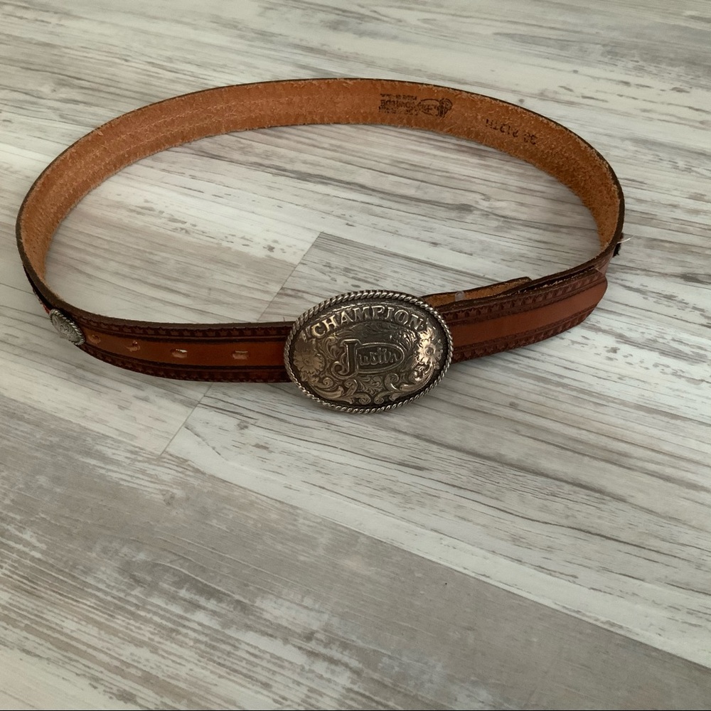 Women’s Justin OS Brown Aztec Leather Belt